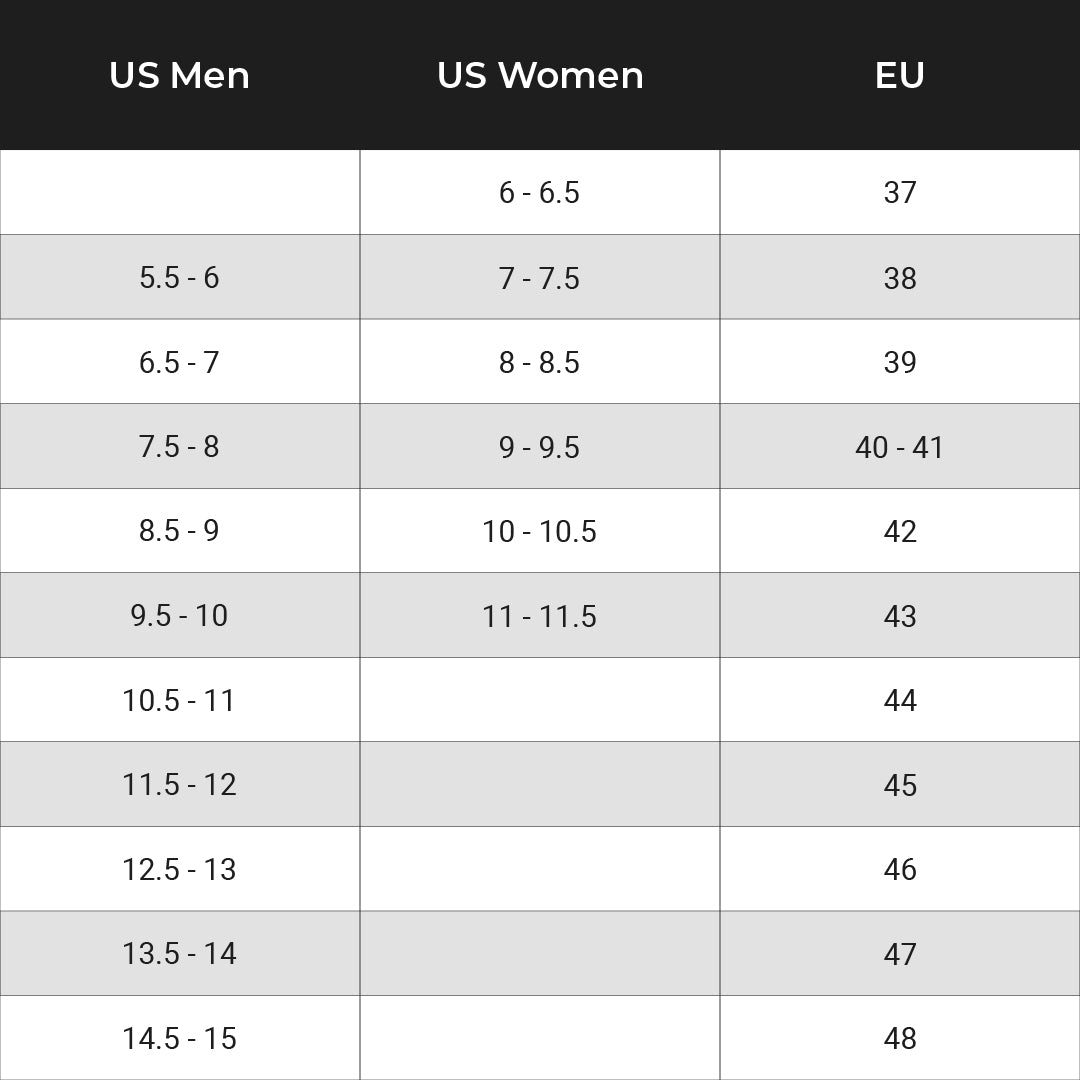 Protalus Sandals Sizing Chart